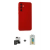 MARSİLYAN™- Galaxy S24 Kılıf Ahenk Serisi - Siyah Polymer Nano Ekran Koruyucu + PVD Metal Kamera Lens - SH