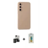 MARSİLYAN™- Galaxy S24 Kılıf Ahenk Serisi - Siyah Polymer Nano Ekran Koruyucu + PVD Metal Kamera Lens - SH