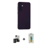 MARSİLYAN™- Galaxy S24 Kılıf Ahenk Serisi - Siyah Polymer Nano Ekran Koruyucu + PVD Metal Kamera Lens - SH