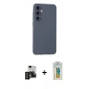 MARSİLYAN™- Galaxy S24 Kılıf Ahenk Serisi - Siyah Polymer Nano Ekran Koruyucu + PVD Metal Kamera Lens - SH