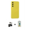 MARSİLYAN™- Galaxy S24 Kılıf Ahenk Serisi - Siyah Polymer Nano Ekran Koruyucu + PVD Metal Kamera Lens - SH