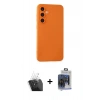 MARSİLYAN™- Galaxy S24 Kılıf Ahenk Serisi - Siyah Vanessa Magic Cam + Kamera Lens Koruma Cam - SF