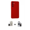 MARSİLYAN™- Galaxy S24 Kılıf Ahenk Serisi - Siyah Vanessa Magic Hayalet Cam + Bilvis Titan Kamera Lens - GD