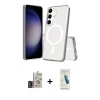 MARSİLYAN™- Galaxy S24 Kılıf Ahenk Yansıma Prime - Şeffaf Pasifik Cam Ekran Koruyucu + Bilvis Titan Kamera Lens - DNMR