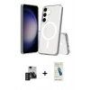 MARSİLYAN™- Galaxy S24 Kılıf Ahenk Yansıma Prime - Şeffaf Pasifik Cam Ekran Koruyucu + PVD Metal Kamera Lens - DNMR
