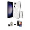 MARSİLYAN™- Galaxy S24 Kılıf Ahenk Yansıma Prime - Siyah 3D Antistatik Mat Seramik Nano Ekran Koruyucu + Bilvis Titan Kamera Lens - SH