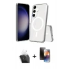 MARSİLYAN™- Galaxy S24 Kılıf Ahenk Yansıma Prime - Siyah 3D Antistatik Mat Seramik Nano Ekran Koruyucu + Kamera Lens Koruma Cam - SF