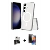 MARSİLYAN™- Galaxy S24 Kılıf Ahenk Yansıma Prime - Siyah 3D Antistatik Mat Seramik Nano Ekran Koruyucu + PVD Metal Kamera Lens - GD