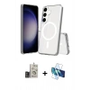 MARSİLYAN™- Galaxy S24 Kılıf Ahenk Yansıma Prime - Siyah 3D Antistatik Seramik Nano Ekran Koruyucu + Bilvis Titan Kamera Lens - GD