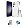 MARSİLYAN™- Galaxy S24 Kılıf Ahenk Yansıma Prime - Siyah 3D Antistatik Seramik Nano Ekran Koruyucu + Bilvis Titan Kamera Lens - SH