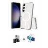 MARSİLYAN™- Galaxy S24 Kılıf Ahenk Yansıma Prime - Siyah 3D Antistatik Seramik Nano Ekran Koruyucu + PVD Metal Kamera Lens - DNMR
