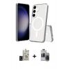 MARSİLYAN™- Galaxy S24 Kılıf Ahenk Yansıma Prime - Siyah Vanessa Magic Hayalet Cam + Bilvis Titan Kamera Lens - SH