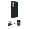 MARSİLYAN™- Galaxy S24 Kılıf Akış Asil Koleksiyonu - Şeffaf 360 Full Body Arka Koruyucu + PVD Metal Kamera Lens - SH