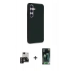 MARSİLYAN™- Galaxy S24 Kılıf Akış Asil Koleksiyonu - Siyah 360 Mat Full Body Arka Koruyucu + PVD Metal Kamera Lens - DNMR