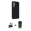 MARSİLYAN™- Galaxy S24 Kılıf Akış Asil Koleksiyonu - Siyah 360 Mat Full Body Arka Koruyucu + PVD Metal Kamera Lens - DNMR
