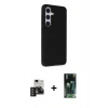 MARSİLYAN™- Galaxy S24 Kılıf Akış Asil Koleksiyonu - Siyah 360 Mat Full Body Arka Koruyucu + PVD Metal Kamera Lens - DNMR