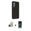 MARSİLYAN™- Galaxy S24 Kılıf Akış Asil Koleksiyonu - Siyah 360 Mat Full Body Arka Koruyucu + Bilvis Titan Kamera Lens - GD