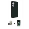MARSİLYAN™- Galaxy S24 Kılıf Akış Asil Koleksiyonu - Siyah 360 Mat Full Body Arka Koruyucu + Bilvis Titan Kamera Lens - GD