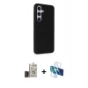 MARSİLYAN™- Galaxy S24 Kılıf Akış Asil Koleksiyonu - Siyah 3D Antistatik Cam Ekran Koruyucu + Bilvis Titan Kamera Lens - DNMR