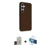 MARSİLYAN™- Galaxy S24 Kılıf Akış Asil Koleksiyonu - Siyah 3D Antistatik Cam Ekran Koruyucu + Bilvis Titan Kamera Lens - DNMR
