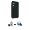 MARSİLYAN™- Galaxy S24 Kılıf Akış Asil Koleksiyonu - Siyah 3D Antistatik Cam Ekran Koruyucu + Bilvis Titan Kamera Lens - DNMR