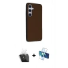 MARSİLYAN™- Galaxy S24 Kılıf Akış Asil Koleksiyonu - Siyah 3D Antistatik Cam Ekran Koruyucu + Kamera Lens Koruma Cam - SF