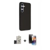 MARSİLYAN™- Galaxy S24 Kılıf Akış Asil Koleksiyonu - Siyah 3D Antistatik Mat Seramik Nano Ekran Koruyucu + Bilvis Titan Kamera Lens - TMGI