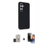 MARSİLYAN™- Galaxy S24 Kılıf Akış Asil Koleksiyonu - Siyah 3D Antistatik Mat Seramik Nano Ekran Koruyucu + Bilvis Titan Kamera Lens - TMGI