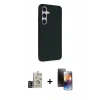 MARSİLYAN™- Galaxy S24 Kılıf Akış Asil Koleksiyonu - Siyah 3D Antistatik Mat Seramik Nano Ekran Koruyucu + Bilvis Titan Kamera Lens - DNMR