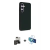 MARSİLYAN™- Galaxy S24 Kılıf Akış Asil Koleksiyonu - Siyah 3D Antistatik Seramik Nano Ekran Koruyucu + PVD Metal Kamera Lens - GD