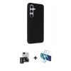 MARSİLYAN™- Galaxy S24 Kılıf Akış Asil Koleksiyonu - Siyah 3D Antistatik Seramik Nano Ekran Koruyucu + PVD Metal Kamera Lens - GD