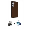 MARSİLYAN™- Galaxy S24 Kılıf Akış Asil Koleksiyonu - Siyah 3D Antistatik Seramik Nano Ekran Koruyucu + PVD Metal Kamera Lens - GD
