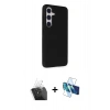 MARSİLYAN™- Galaxy S24 Kılıf Akış Asil Koleksiyonu - Siyah 3D Antistatik Seramik Nano Ekran Koruyucu + Kamera Lens Koruma Cam - SF