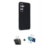 MARSİLYAN™- Galaxy S24 Kılıf Akış Asil Koleksiyonu - Siyah 3D Antistatik Seramik Nano Ekran Koruyucu + Kamera Lens Koruma Cam - SF