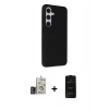 MARSİLYAN™- Galaxy S24 Kılıf Akış Asil Koleksiyonu - Siyah 6D Antistatik Mat Seramik Hayalet Nano Ekran Koruyucu + Bilvis Titan Kamera Lens - GD