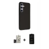 MARSİLYAN™- Galaxy S24 Kılıf Akış Asil Koleksiyonu - Siyah 6D Antistatik Mat Seramik Hayalet Nano Ekran Koruyucu + Bilvis Titan Kamera Lens - TMGI
