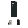 MARSİLYAN™- Galaxy S24 Kılıf Akış Asil Koleksiyonu - Siyah 6D Antistatik Mat Seramik Hayalet Nano Ekran Koruyucu + Bilvis Titan Kamera Lens - TMGI