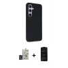 MARSİLYAN™- Galaxy S24 Kılıf Akış Asil Koleksiyonu - Siyah 6D Antistatik Mat Seramik Hayalet Nano Ekran Koruyucu + Bilvis Titan Kamera Lens - DNMR