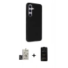 MARSİLYAN™- Galaxy S24 Kılıf Akış Asil Koleksiyonu - Siyah 6D Antistatik Mat Seramik Hayalet Nano Ekran Koruyucu + Bilvis Titan Kamera Lens - DNMR
