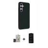 MARSİLYAN™- Galaxy S24 Kılıf Akış Asil Koleksiyonu - Siyah 6D Antistatik Mat Seramik Hayalet Nano Ekran Koruyucu + Bilvis Titan Kamera Lens - DNMR