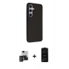 MARSİLYAN™- Galaxy S24 Kılıf Akış Asil Koleksiyonu - Siyah 6D Antistatik Mat Seramik Hayalet Nano Ekran Koruyucu + PVD Metal Kamera Lens - GD