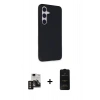 MARSİLYAN™- Galaxy S24 Kılıf Akış Asil Koleksiyonu - Siyah 6D Antistatik Mat Seramik Hayalet Nano Ekran Koruyucu + PVD Metal Kamera Lens - GD