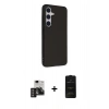 MARSİLYAN™- Galaxy S24 Kılıf Akış Asil Koleksiyonu - Siyah 6D Antistatik Mat Seramik Hayalet Nano Ekran Koruyucu + PVD Metal Kamera Lens - DNMR