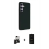 MARSİLYAN™- Galaxy S24 Kılıf Akış Asil Koleksiyonu - Siyah 6D Antistatik Mat Seramik Hayalet Nano Ekran Koruyucu + PVD Metal Kamera Lens - DNMR
