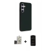MARSİLYAN™- Galaxy S24 Kılıf Akış Asil Koleksiyonu - Siyah 6D Antistatik Mat Seramik Hayalet Nano Ekran Koruyucu + Bilvis Titan Kamera Lens - GD