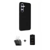 MARSİLYAN™- Galaxy S24 Kılıf Akış Asil Koleksiyonu - Siyah 6D Antistatik Mat Seramik Hayalet Nano Ekran Koruyucu + Kamera Lens Koruma Cam - SF