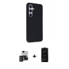 MARSİLYAN™- Galaxy S24 Kılıf Akış Asil Koleksiyonu - Siyah 6D Antistatik Mat Seramik Hayalet Nano Ekran Koruyucu + PVD Metal Kamera Lens - DNMR
