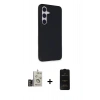 MARSİLYAN™- Galaxy S24 Kılıf Akış Asil Koleksiyonu - Siyah 6D Antistatik Mat Seramik Hayalet Nano Ekran Koruyucu + Bilvis Titan Kamera Lens - GD