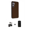 MARSİLYAN™- Galaxy S24 Kılıf Akış Asil Koleksiyonu - Siyah 6D Antistatik Mat Seramik Hayalet Nano Ekran Koruyucu + PVD Metal Kamera Lens - DNMR