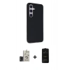 MARSİLYAN™- Galaxy S24 Kılıf Akış Asil Koleksiyonu - Siyah 6D Antistatik Mat Seramik Hayalet Nano Ekran Koruyucu + Bilvis Titan Kamera Lens - TMGI
